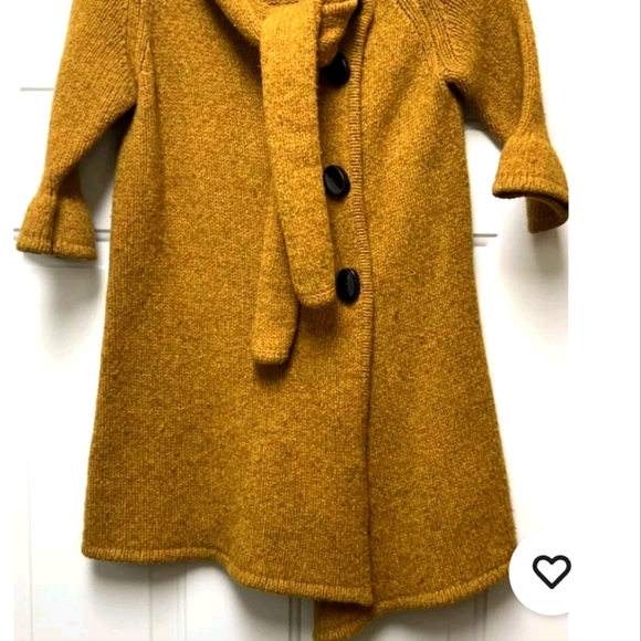 Tibi Wool Golden Yellow Long Cardigan Sweater Women's Small Button Front Winter - Picture 2 of 4